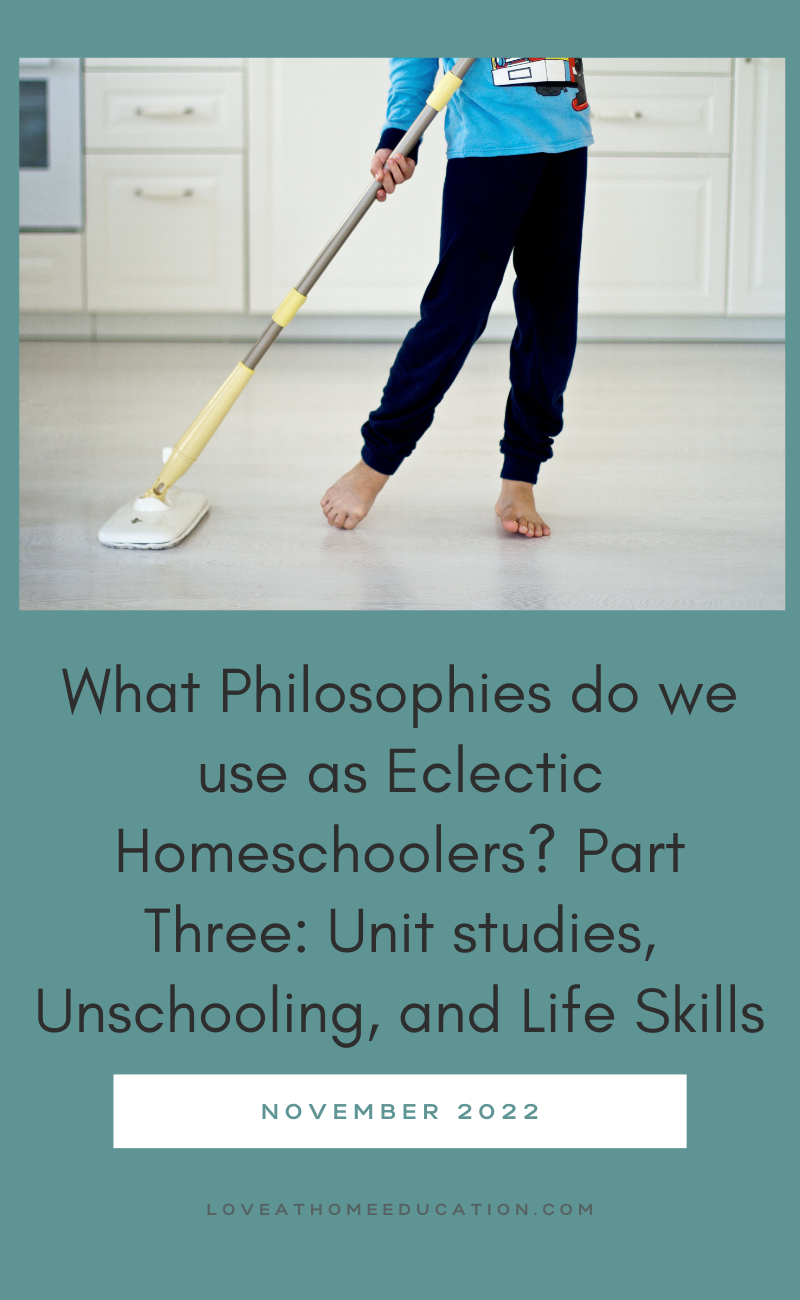 What Homeschool Styles and Philosophies do we use as Eclectic Homeschoolers?- Part Three: Unit Studies, Unschooling, and Life Skills