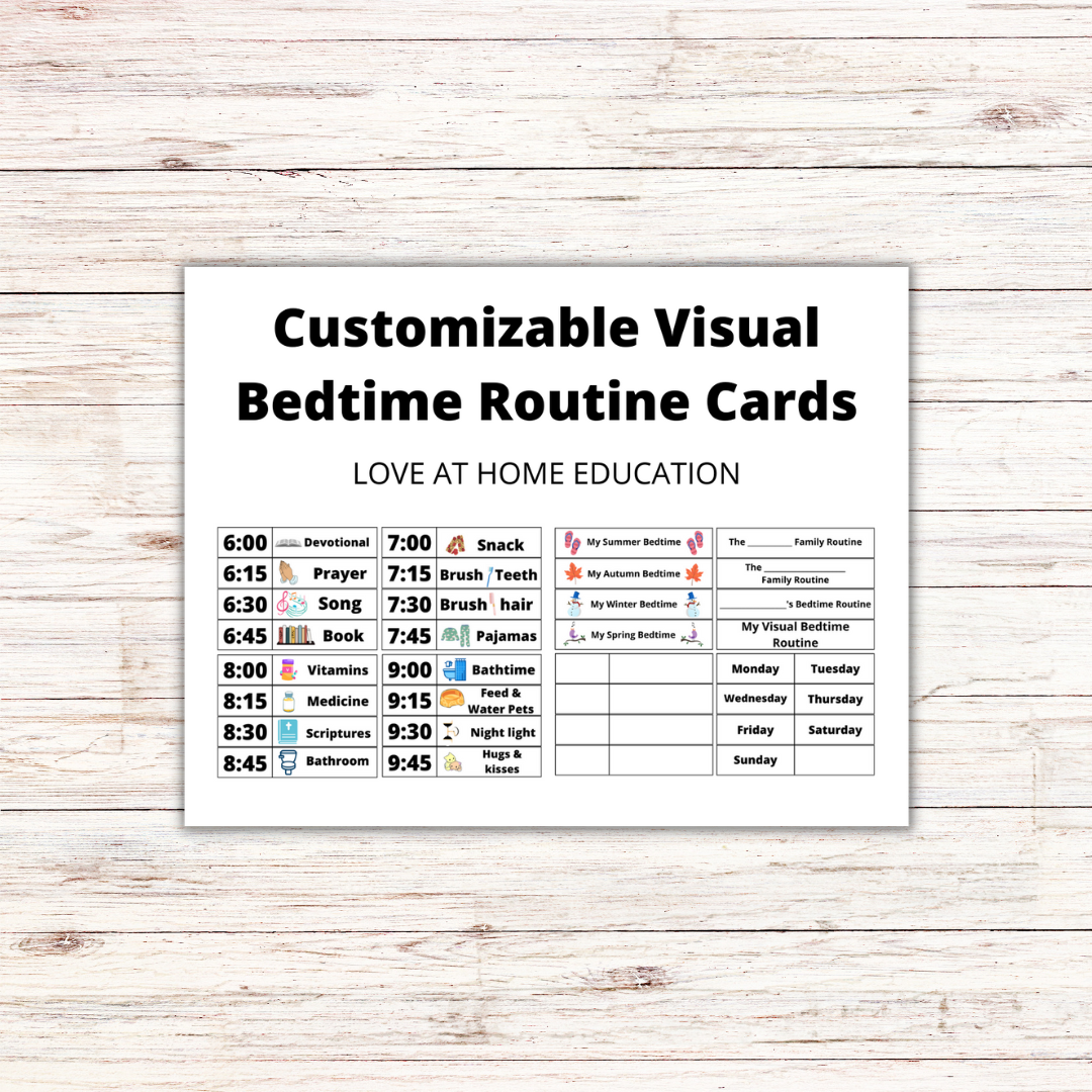 Customizable Bedtime Routine Cards Pieces (20+pieces!)