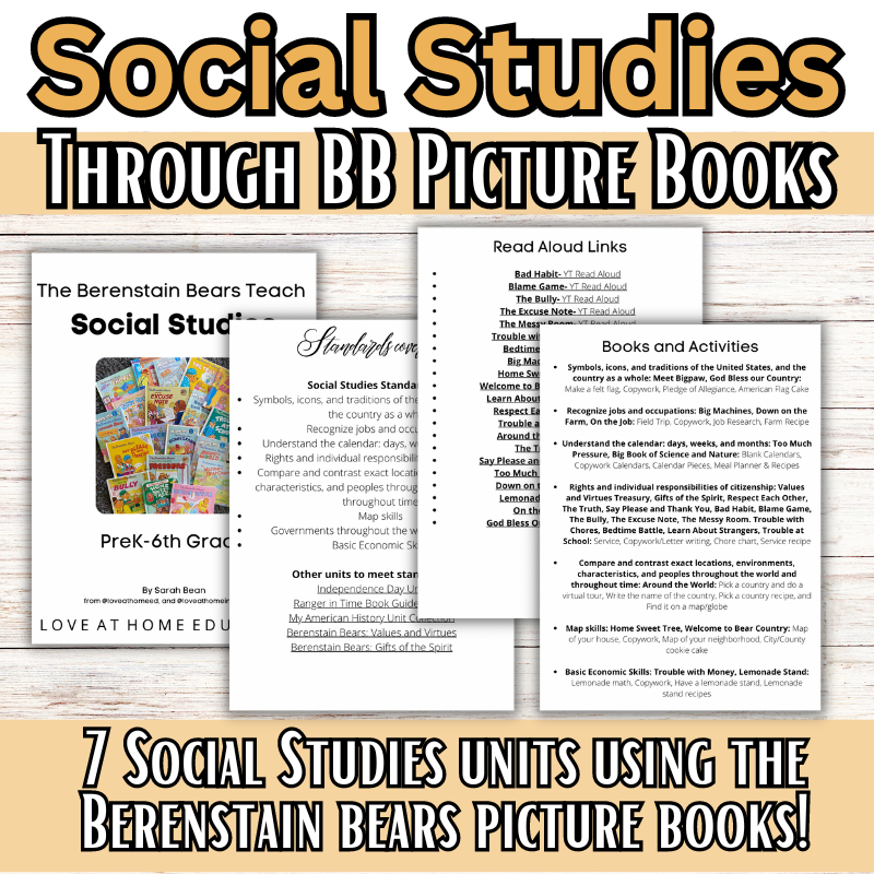 SOCIAL STUDIES: Social Studies With The Berenstain Bears’ Picture Books | 7 Units | 28 Activities (PreK-6th)